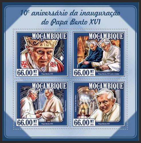 Poštové známky Mozambik 2015 Papež Benedikt XVI. Mi# 7825-28 Kat 15€