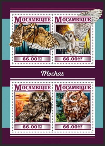 Poštové známky Mozambik 2015 Sovy Mi# 8169-72 Kat 15€