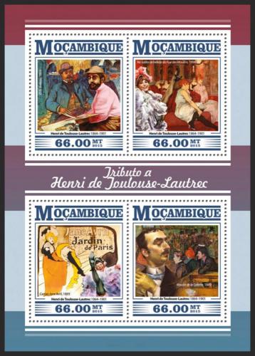 Poštové známky Mozambik 2015 Umenie, Toulouse-Lautrec Mi# 8214-17 Kat 15€