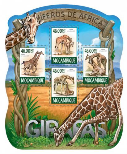 Poštové známky Mozambik 2015 Žirafy Mi# 7959-62 Kat 10€