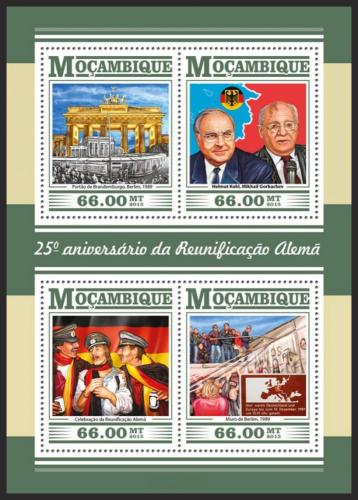 Poštové známky Mozambik 2015 Znovusjednocení Nìmecka Mi# 8254-57 Kat 15€