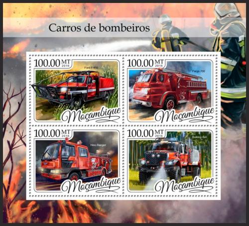 Poštové známky Mozambik 2016 Hasièská autá Mi# 8804-07 Kat 22€