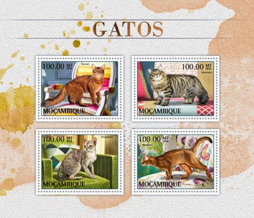 Poštové známky Mozambik 2016 Maèky Mi# 8934-37 Kat 22€