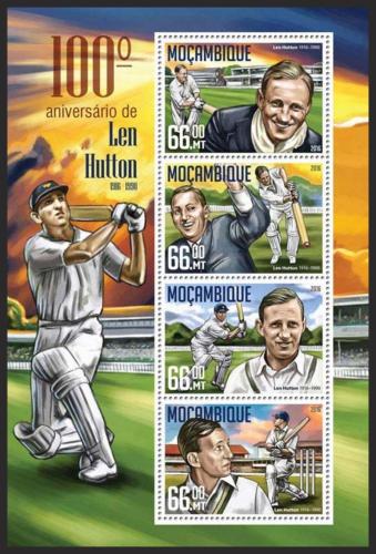 Poštové známky Mozambik 2016 Len Hutton, kriket Mi# 8519-22 Kat 15€