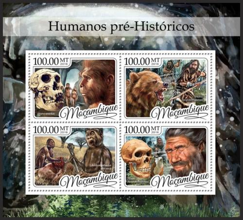 Poštové známky Mozambik 2016 Prehistorický èlovìk Mi# 8779-82 Kat 22€