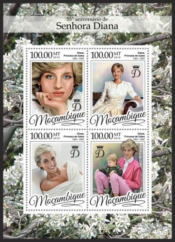 Poštové známky Mozambik 2016 Princezna Diana Mi# 8694-97 Kat 22€