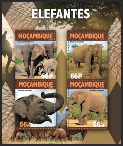 Potovn znmky Mosambik 2016 Sloni Mi# 8349-52 Kat 15 - zvi obrzok