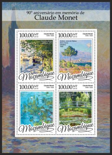Poštové známky Mozambik 2016 Umenie, Claude Monet Mi# 8654-57 Kat 22€