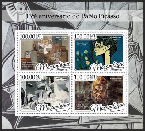 Poštové známky Mozambik 2016 Umenie, Pablo Picasso Mi# 8839-42 Kat 22€