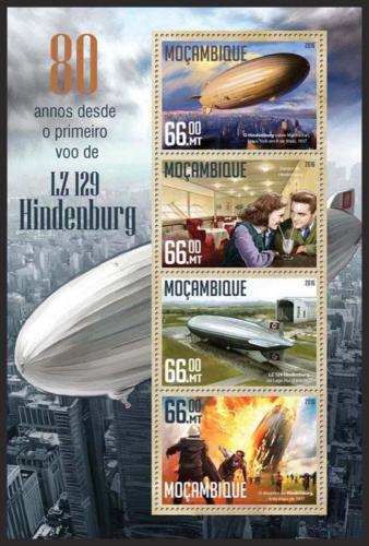 Poštové známky Mozambik 2016 Vzducholoï Hindenburg LZ 129 Mi# 8549-52 Kat 15€