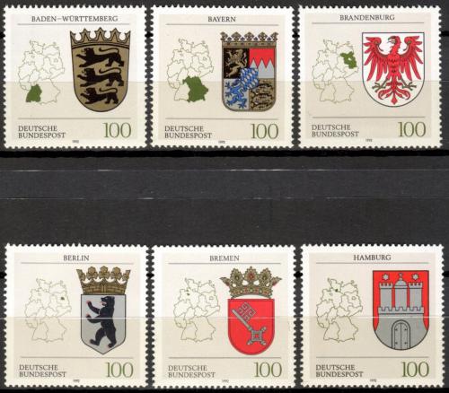 Potov znmky Nemecko 1992 Znaky republik Mi# 1586-91 Kat 12 - zvi obrzok
