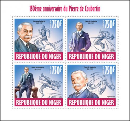 Poštové známky Niger 2013 Pierre de Coubertin Mi# 2471-74 Kat 12€