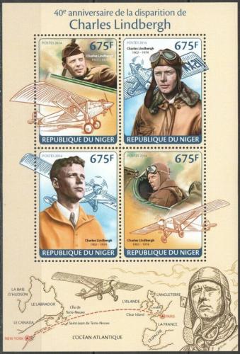 Poštové známky Niger 2014 Charles Lindbergh, letadla Mi# 2667-70 Kat 10€