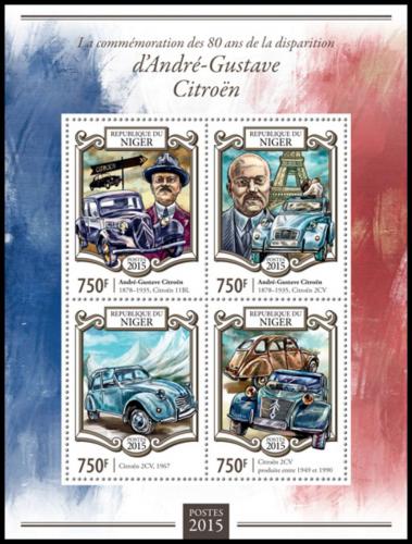 Poštové známky Niger 2015 Automobily Citroen Mi# 3365-68 Kat 12€