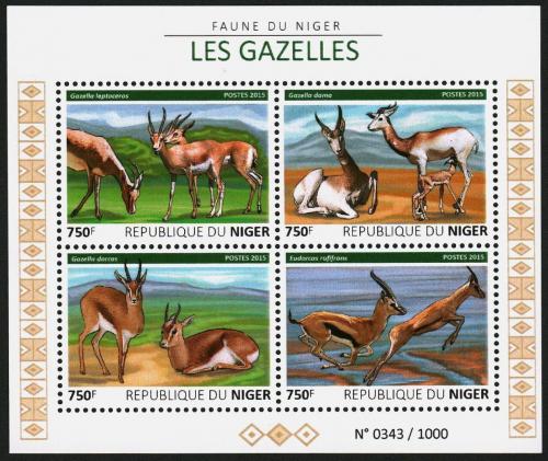 Poštové známky Niger 2015 Gazely Mi# 3815-18 Kat 12€