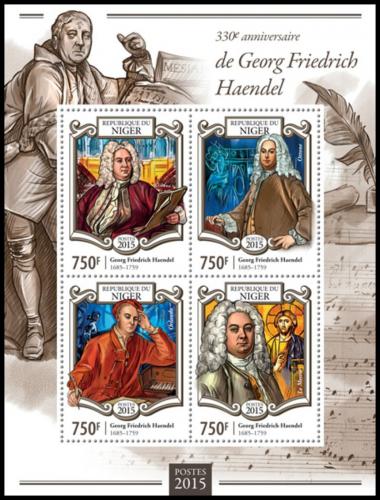Poštové známky Niger 2015 Georg Friedrich Händel, skladatel Mi# 3320-23 Kat 12€