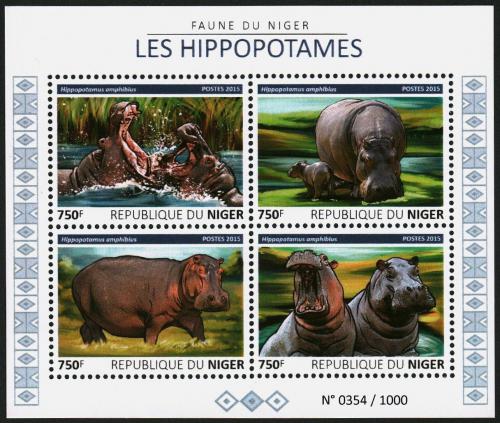 Poštové známky Niger 2015 Hrochy Mi# 3807-10 Kat 12€ 