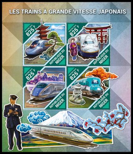 Poštové známky Niger 2015 Moderní japonské lokomotívy Mi# 3932-35 Kat 13€