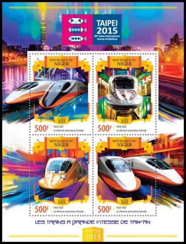 Poštové známky Niger 2015 Moderní lokomotívy Mi# 3275-78 Kat 8€