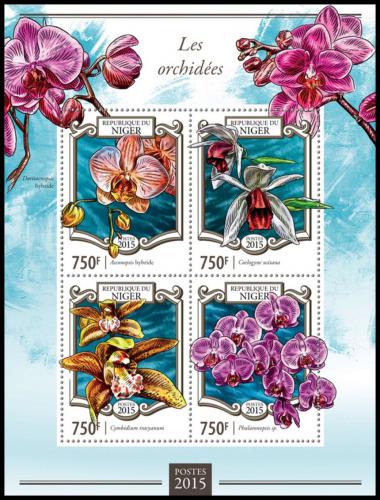 Poštové známky Niger 2015 Orchideje Mi# 3280-83 Kat 12€
