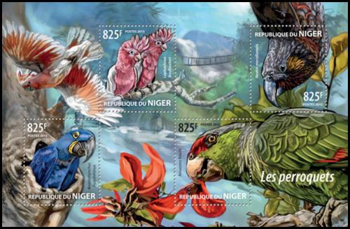 Poštové známky Niger 2015 Papagáje Mi# 3455-58 Kat 13€