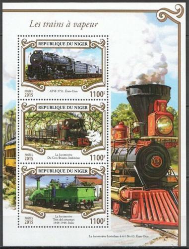 Poštové známky Niger 2015 Parní lokomotívy Mi# 3546-48 Kat 13€