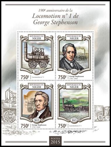 Poštové známky Niger 2015 Staré parní lokomotívy Mi# 3330-33 Kat 12€