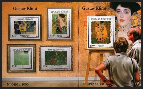Poštové známky Niger 2015 Umenie, Gustav Klimt Mi# 3717-21 Kat 24€