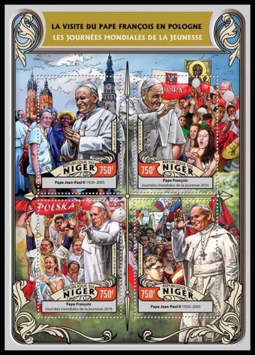 Poštové známky Niger 2016 Cesty papežù do Polska Mi# 4312-15 Kat 12€