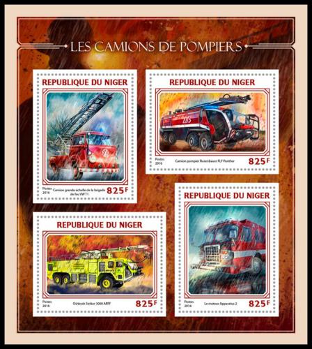 Poštové známky Niger 2016 Hasièská autá Mi# 4452-55 Kat 13€