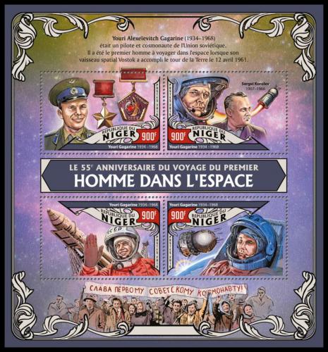Poštové známky Niger 2016 Jurij Gagarin Mi# 4052-55 Kat 14€