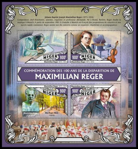 Poštové známky Niger 2016 Max Reger, skladatel Mi# 3992-95 Kat 14€