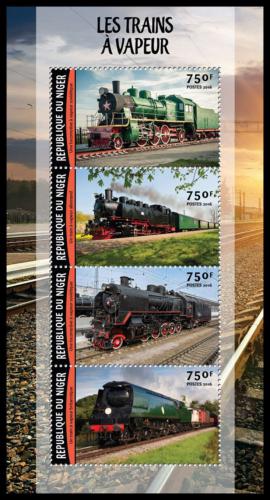 Poštové známky Niger 2016 Staré parní lokomotívy Mi# 4187-90 Kat 12€