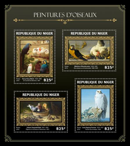 Poštové známky Niger 2016 Umenie, ptáci Mi# 4357-60 Kat 13€