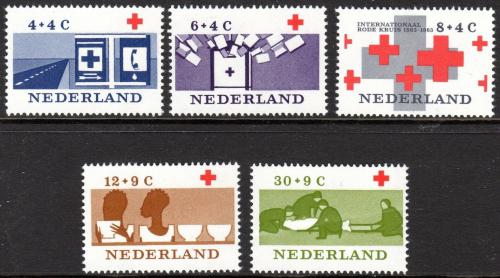 Poštové známky Holandsko 1963 Mezinárodní èervený køíž, 100. výroèie Mi# 801-05