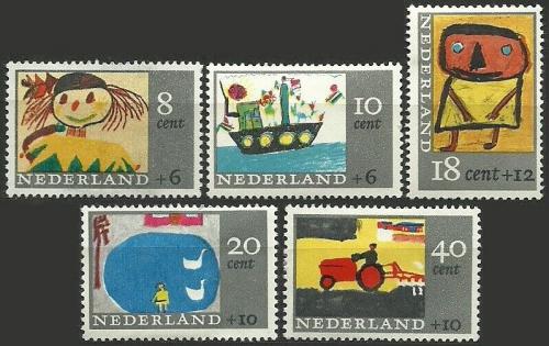 Potov znmky Holandsko 1965 Dtsk kresby Mi# 850-54 - zvi obrzok
