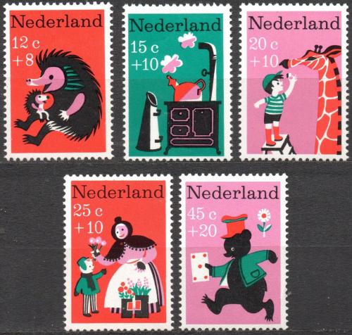 Poštové známky Holandsko 1967 Dìtské písnì Mi# 888-92