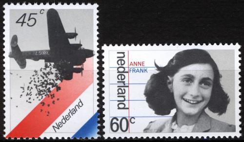 Potov znmky Holandsko 1980 Anne Frank a britsk bombardr Mi# 1158-59 - zvi obrzok