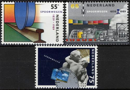 Potov znmky Holandsko 1989 eleznice, 150. vroie Mi# 1366-68
