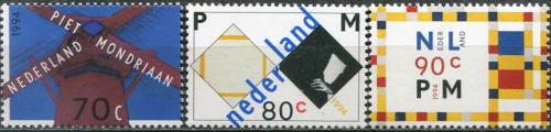 Poštové známky Holandsko 1994 Umenie, Piet Mondrian Mi# 1498-1500