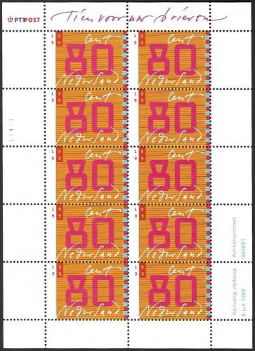 Poštové známky Holandsko 1999 Nominálna hodnota Mi# 1731 Bogen Kat 10€