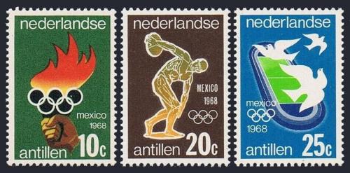 Poštové známky Holandské Antily 1968 LOH Mexiko Mi# 187-89
