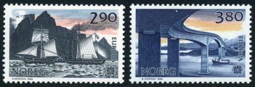 Poštové známky Nórsko 1988 Európa CEPT, doprava a komunikace Mi# 996-97