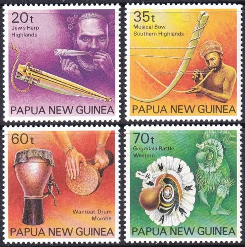 Potov znmky Papua Nov Guinea 1990 Hudobn nstroje Mi# 627-30