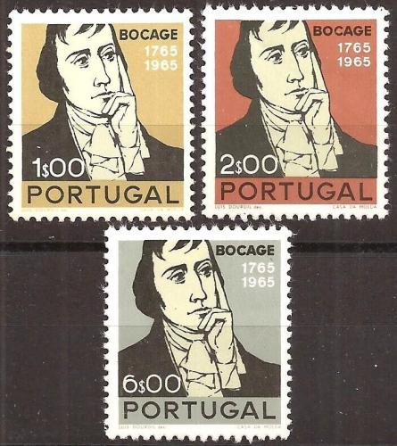 Poštové známky Portugalsko 1966 Manuel Maria Barbosa du Bocage Mi# 1023-25