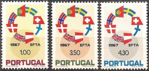 Poštové známky Portugalsko 1967 Vlajky zemí EFTA Mi# 1043-45 Kat 5€