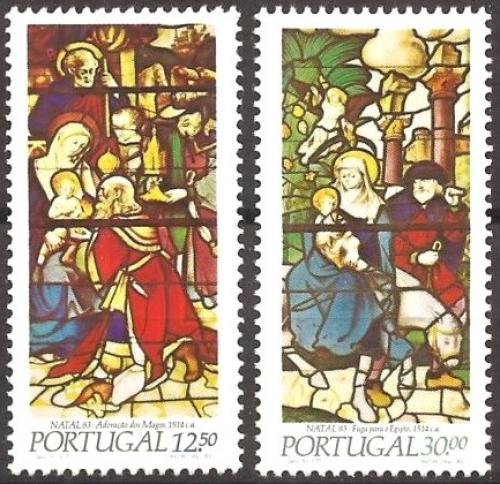 Poštové známky Portugalsko 1983 Vianoce, vitráže Mi# 1615-16