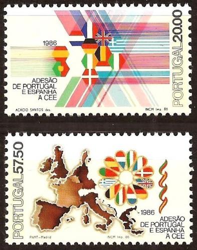 Poštové známky Portugalsko 1986 Vstup do EU Mi# 1677-78