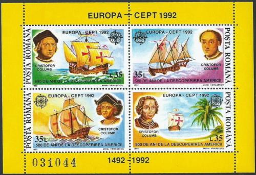 Poštové známky Rumunsko 1992 Európa CEPT, objavenie Ameriky Mi# Block 271 Kat 25€