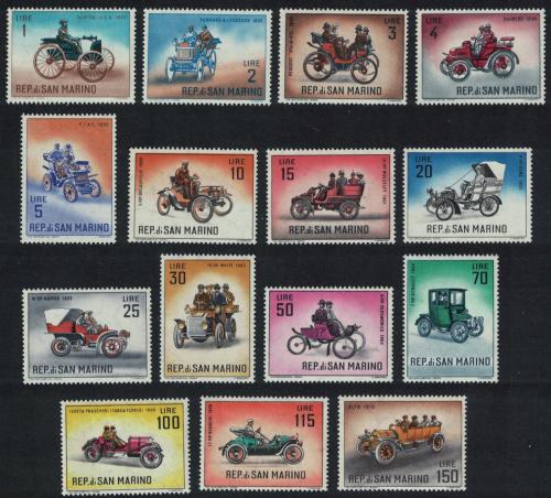 Poštové známky San Marino 1962 Historické automobily Mi# 704-18